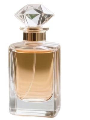 Glass bottle body and stopper after background removal, on white, at 100%